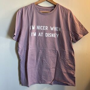 Disney small shop “I’m nicer when I’m at Disney” tee lavender purple T-shirt L